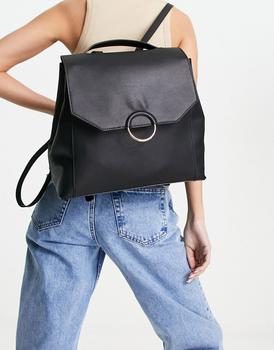 ASOS | ASOS DESIGN ring detail backpack in black商品图片,7折×额外9.5折, 额外九五折
