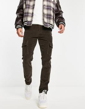 ASOS | ASOS DESIGN skinny jeans in brown stretch corduroy with cargo detail商品图片,