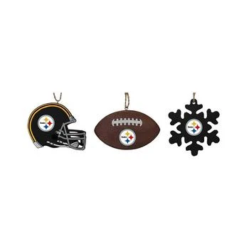 Memory Company | The Pittsburgh Steelers Three-Pack Helmet, Football and Snowflake Ornament Set,商家Macy's,价格¥225