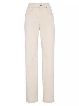 Brunello Cucinelli | Garment-Dyed Comfort Denim Loose Trousers With Shiny Tab 