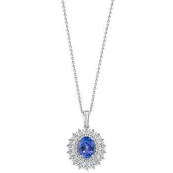 Effy | EFFY® Tanzanite (1-5/8 ct. t.w.) & Diamond (1/5 ct. t.w.) Halo 18" Pendant Necklace in 14k White Gold,商家Macy's,价格¥6846
