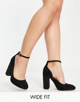ASOS | ASOS DESIGN Wide Fit Placid high block heels in black 独家减免邮费