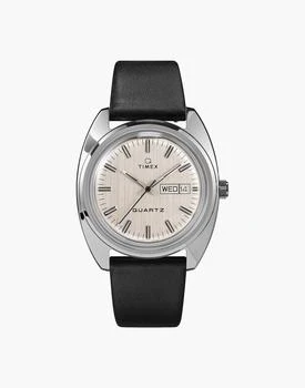 Madewell | TIMEX Q Timex 1975 Reissue Day-Date 38mm Leather Strap Watch 