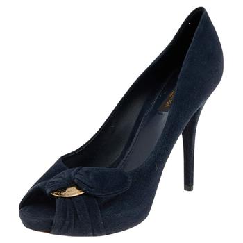 lv高帮鞋, [二手商品] Louis Vuitton | Louis Vuitton Navy Blue Suede Catania Peep Toe Platform Pumps Size 40商品图片 6.3折, 满1件减$100, 满减