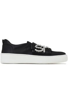 推荐Bow-embellished silk-satin slip-on sneakers商品