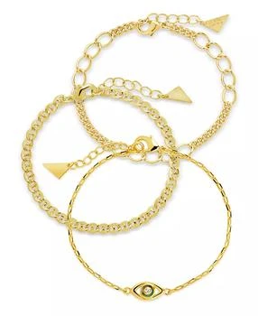 Sterling Forever | Mother of Pearl Evil Eye Chain Bracelet Set of 3,商家Macy's,价格¥946