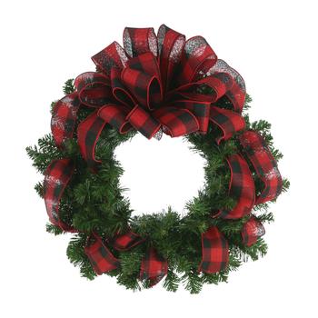 商品Creative Displays 26'' Holiday Wreath with Large Plaid Bow图片