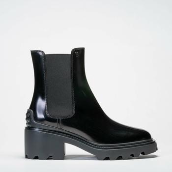 推荐Black brushed leather ankle boot with side elastics 50 mm heel商品