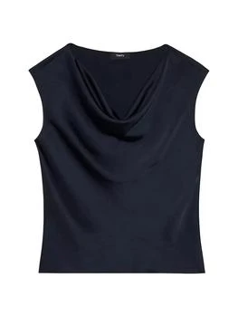 Theory | Crushed Satin Cowl-Neck Top 3.9折