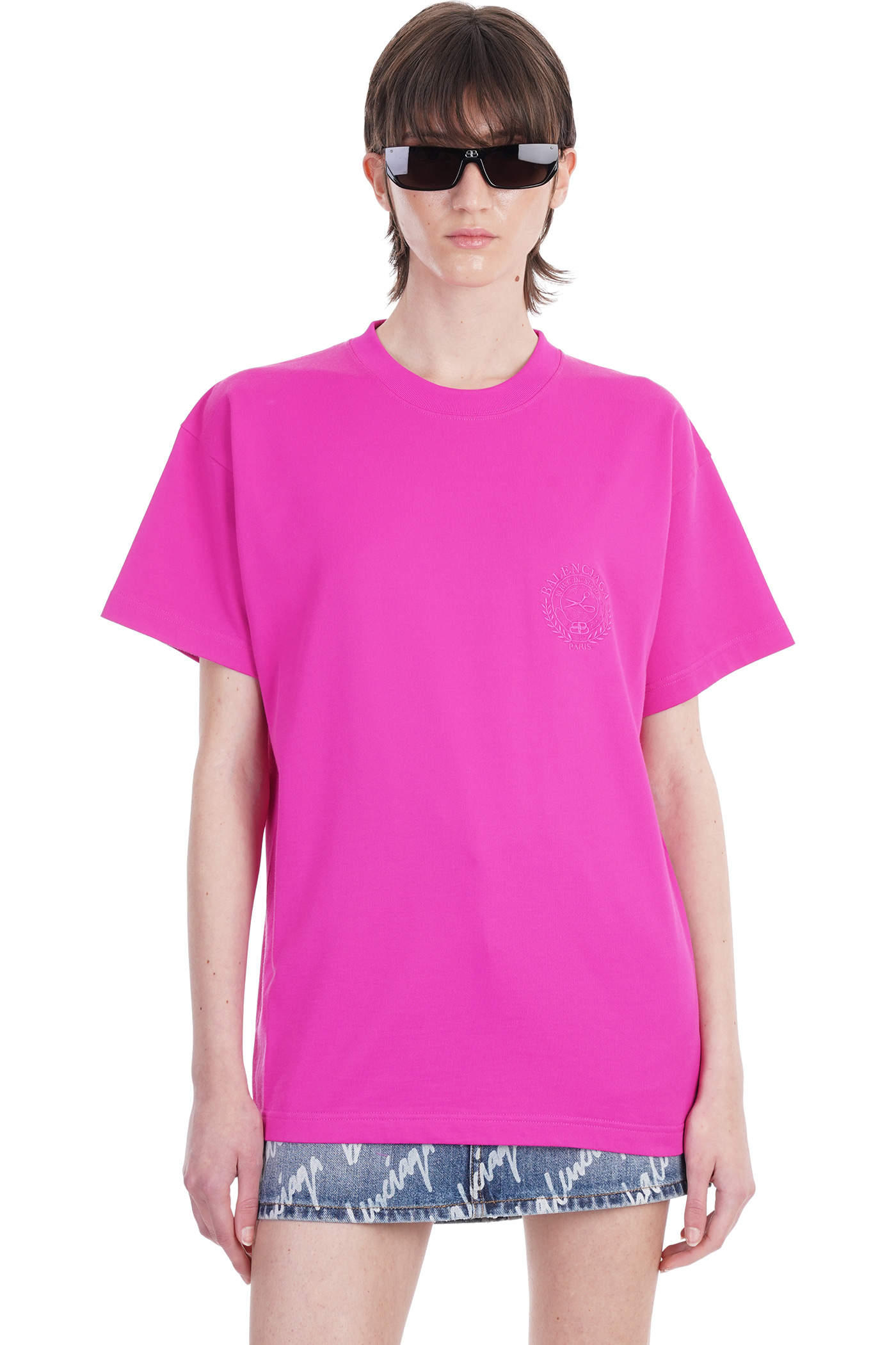 女士始祖鸟短袖, Balenciaga | BALENCIAGA 女士粉红色棉质短袖T恤 612965-TMVM6-6843商品图片 独家减免邮费