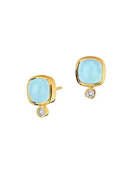 商品Syna | Candy Mini 18K Gold, Aquamarine & Diamond Stud Earrings,商家Saks Fifth Avenue,价格¥11290图片