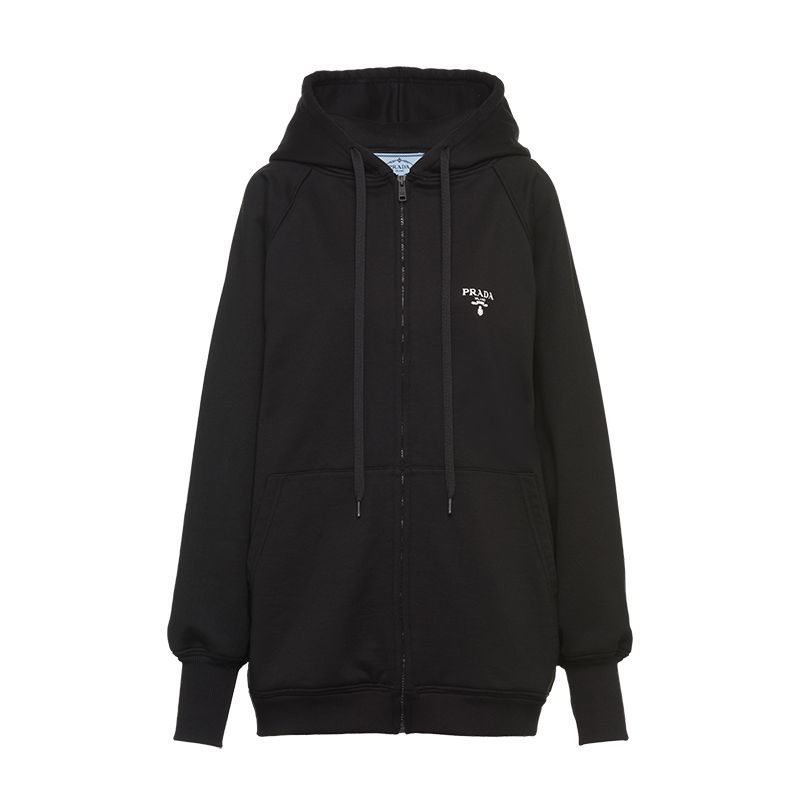 Prada | 【预售3-7天】PRADA/普拉达 22年早春新款 女士黑色大廓形棉质连帽衫卫衣138572_1ZT7_F0967_S_202商品图片,7.9折, 包邮包税