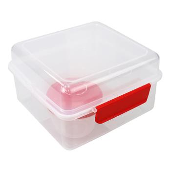 商品Home Basics Locking Multi-Compartment Plastic Lunch Box with Small Food Storage Container, Red图片