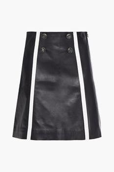 Sandro | Gansia button-embellished striped leather mini skirt商品图片,4.5折