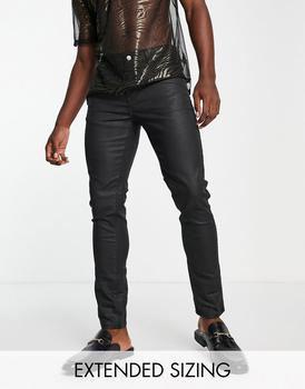 ASOS | ASOS DESIGN skinny jeans in black with coated denim商品图片,
