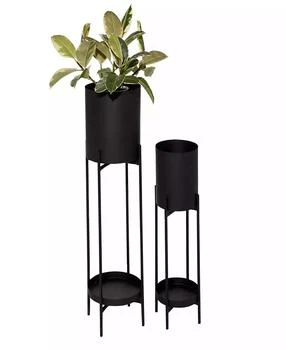 Rosemary Lane | Black Metal Indoor Outdoor Planter with Removable Stand Set of 2,商家Macy's,价格¥980