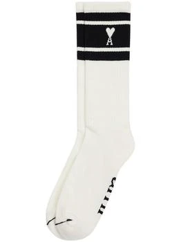 推荐AMI PARIS striped intarsia-knit logo socks商品