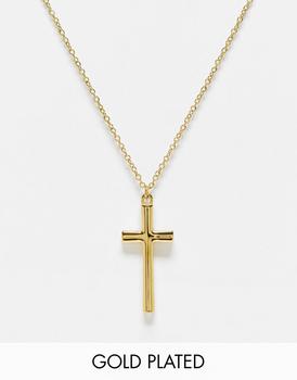 商品Icon Brand stainless steel cross necklace plated in 14k gold图片