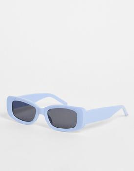 ASOS | ASOS DESIGN rectangle sunglasses with smoke lens in blue - MBLUE商品图片,6折×额外9.5折, 额外九五折