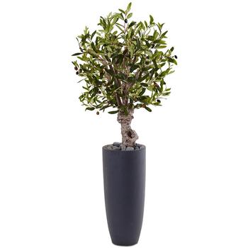 商品3.5' Olive Artificial Tree in Gray Cylinder Planter图片