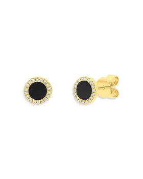商品Moon & Meadow | 14K Yellow Gold Black Onyx Stud Earrings - 100% Exclusive,商家Bloomingdale's,价格¥3593图片