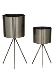 COSMO BY COSMOPOLITAN | Dark Gray Metal Small Planter with Removable Stand - Set of 2,商家Nordstrom Rack,价格¥201