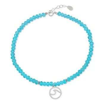 Blue Crystal Bead Wave Charm Ankle Bracelet in Sterling Silver, Created for Macy's,价格$19.35