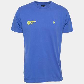 推荐Marcelo Burlon Blue Cotton Printed Crew Neck T-Shirt S商品