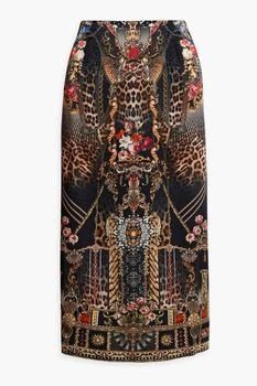 Camilla | Embellished printed silk crepe de chine skirt 5.0折