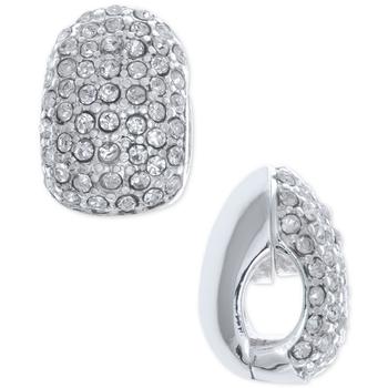 商品Anne Klein | Silver-Tone Black Crystal Huggie  Clip-On Earrings,商家Macy's,价格¥122图片