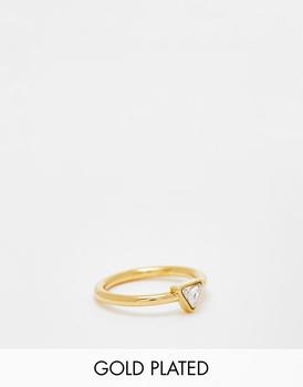 商品Orelia | Orelia band ring with Swarovski triangle crystal in gold plate,商家ASOS,价格¥273图片