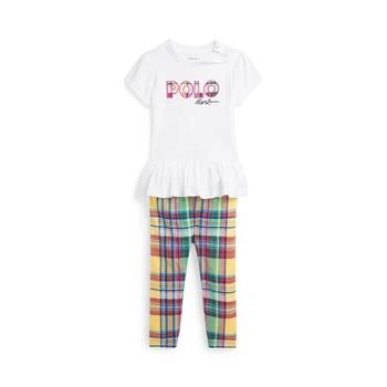 Ralph Lauren | Logo Jersey Tee & Plaid Legging Set (Infant),商家Zappos,价格¥156