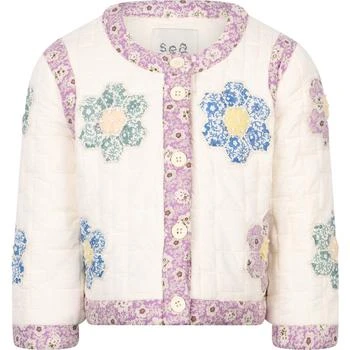 推荐Floral patches quilted cotton jacket in white商品