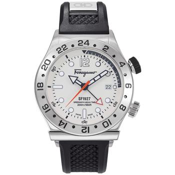 男士休闲菲拉格慕手表, Salvatore Ferragamo | Men's Swiss 1927 GMT Black Silicone Strap Watch 44mm商品图片 