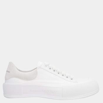 Alexander McQueen | Alexander Mcqueen White Canvas Deck Plimsoll Sneakers Size EU 40商品图片,9.6折