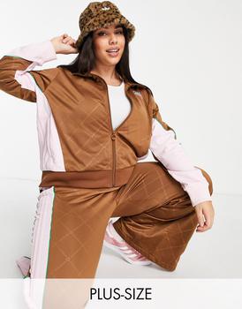 adidas plus精选, Adidas | adidas Originals 'Retro Luxury' Plus track jacket  in brown and pink with monogram print商品图片 5折