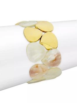 Paige Novick | Organic Gems Gold-Plated & White Shell Strech Bracelet,商家Saks Fifth Avenue,价格¥2944