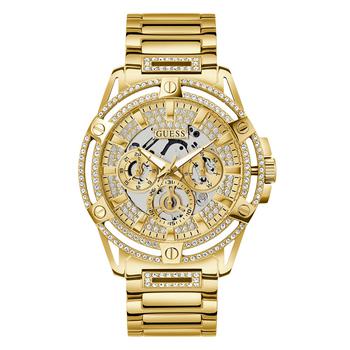 GUESS | Men's Gold-Tone Stainless Steel Bracelet Watch 48mm商品图片,