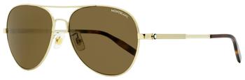 万宝龙眼镜代购, MontBlanc | Montblanc Men's Pilot Sunglasses MB0027S 008 Gold/Havana 60mm商品图片 7.5折