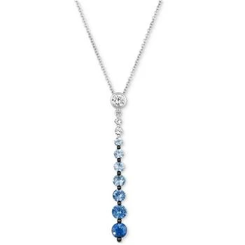 Le Vian | Denim Ombré (7/8 ct. t.w.) & White Sapphire (1/6 ct. t.w.) Graduated Adjustable 20" Lariat Necklace in 14k White Gold,商家Macy's,价格¥5231