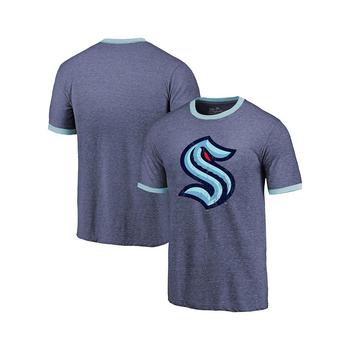 Majestic, Majestic | Men's Threads Heathered Deep Sea Blue Seattle Kraken Ringer Contrast Tri-Blend T-shirt商品图片 7.4折