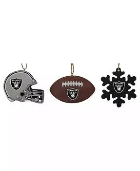 Memory Company | The Las Vegas Raiders Three-Pack Helmet, Football and Snowflake Ornament Set,商家Macy's,价格¥225