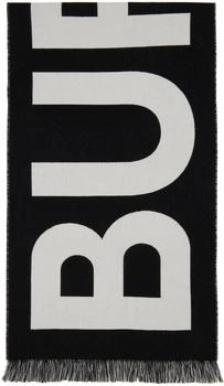 Burberry | Black & Gray Logo Wool Jacquard Scarf 独家减免邮费
