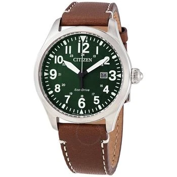 Citizen | Chandler Eco-Drive Green Dial Dark Brown Leather Men's Watch BM6838-09X,商家Jomashop,价格¥849