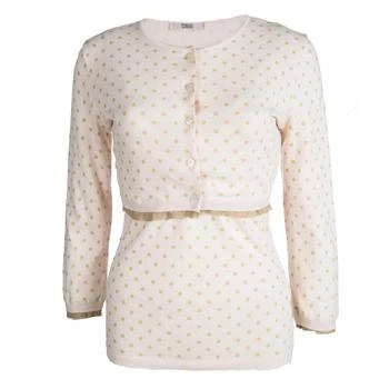 [二手商品] RED Valentino | Red Valentino Baby Pink Knit Polka Dotted Top and Cropped Cardigan Set M 3.3折