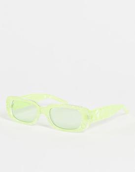 ASOS | ASOS DESIGN rectangle sunglasses with marble effect in green - LGREEN商品图片,4.5折×额外9.5折, 额外九五折