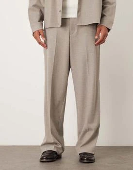 ASOS | ASOS DESIGN barrel leg suit trousers in neutral brushed twill,商家ASOS,价格¥411