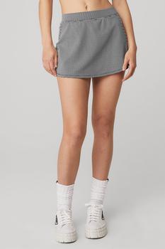 Alo | Micro Houndstooth Tennis Skirt - Black/White商品图片,6.8折