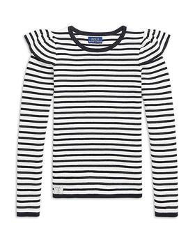 商品Girls' Striped Ruffled Cotton Sweater - Little Kid, Big Kid图片