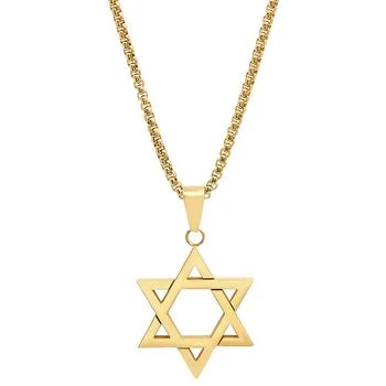STEELTIME | Men's 18k Gold-Plated Stainless Steel Star of David 24" Pendant Necklace,商家Macy's,价格¥335
